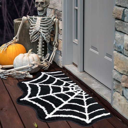 Halloween Fußmatte Spinnennetz – Deko für Tür, Veranda und Flur – Perfekt für Halloween-Partys & Gruselige Atmosphäre