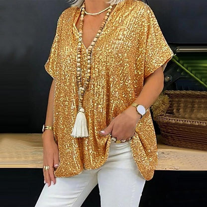 Pamela – Lockeres Pailletten-T-Shirt aus Viskose