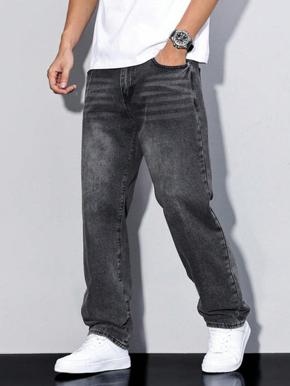Herren Jeans Lockerer Schnitt – Bequeme Straight Fit Hose für Alltag & Freizeit