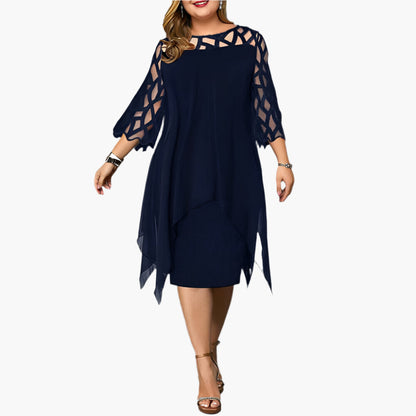 Damen Elegantes Midikleid mit Spitzenärmeln – Stilvolles Übergrößen Cocktailkleid für festliche Anlässe