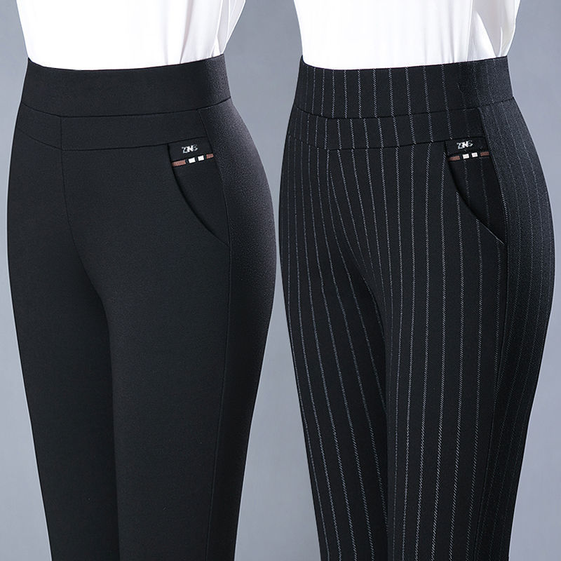 Imogen – Elastische Damenhose mit hohem Bund und Streifenmuster