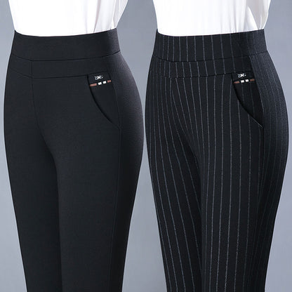 Imogen – Elastische Damenhose mit hohem Bund und Streifenmuster