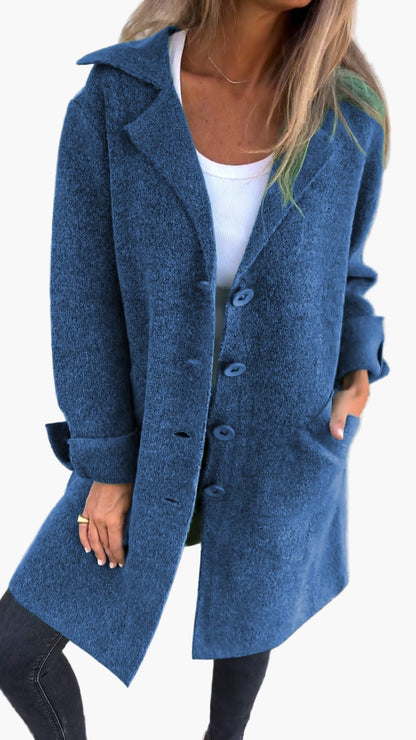 Damen Langer Casual Mantel mit Aufschlägen – Moderner Alltags- und Business-Look