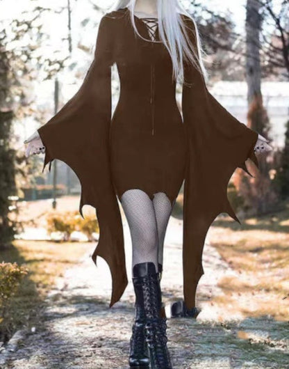 Halloween Damen Kleid Gothic Fledermaus Kostüm für Partys und Cosplay