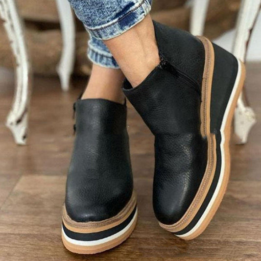 Christina – Flache Damenschuhe mit Seitenreißverschluss für Herbst und Winter