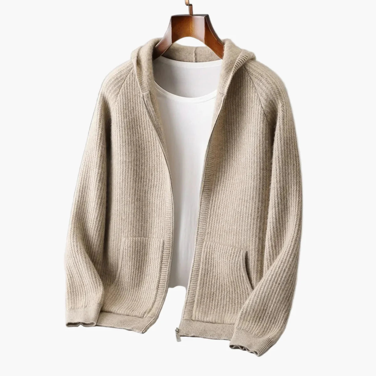 Herren Premium Hoodie Strickjacke – Stilvoller Kapuzenpullover für Alltag und Freizeit