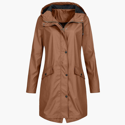 Damen Regenmantel Winddicht Wasserdicht – Modischer Outdoor Parka für Alltag und Freizeit