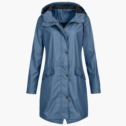 Damen Regenmantel Winddicht Wasserdicht – Modischer Outdoor Parka für Alltag und Freizeit