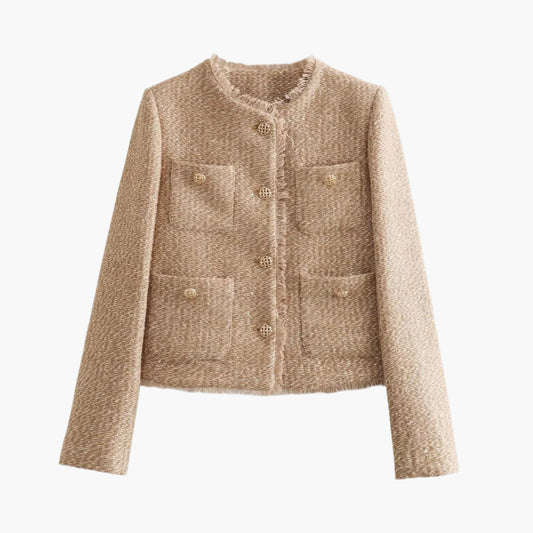 Damen Tweed-Jacke im eleganten Slim-Fit-Stil für Alltag und Büro