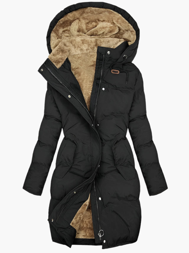 Damen Wintermantel Kapuzenparka mit Fleece-Futter – Eleganter Outdoor-Steppmantel für kalte Tage