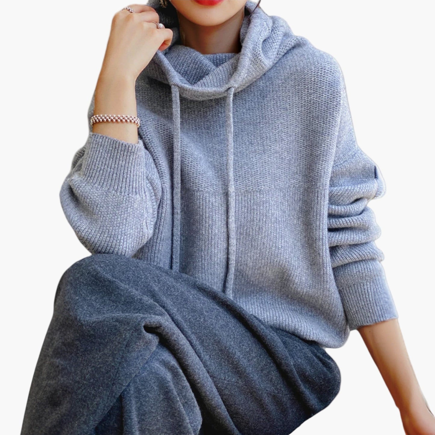 Damen Kapuzenpullover Strick Sweatshirt Lässig & Gemütlich für Alltag und Freizeit