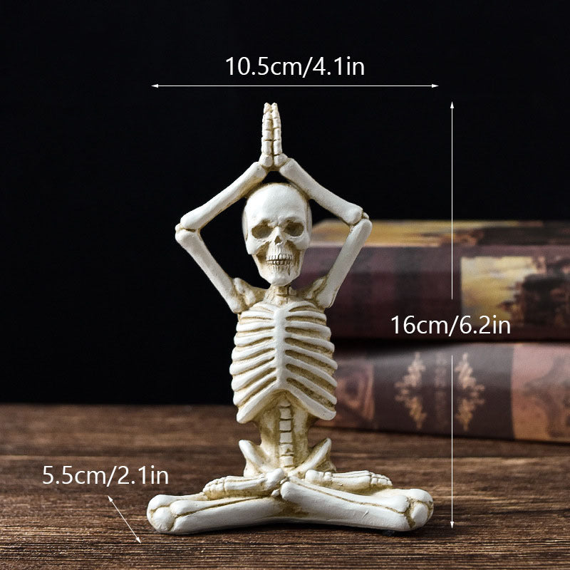 Halloween Dekofigur Skelett Yoga – Gruselige Tischdekoration für Halloween-Partys