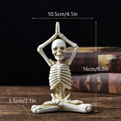 Halloween Dekofigur Skelett Yoga – Gruselige Tischdekoration für Halloween-Partys