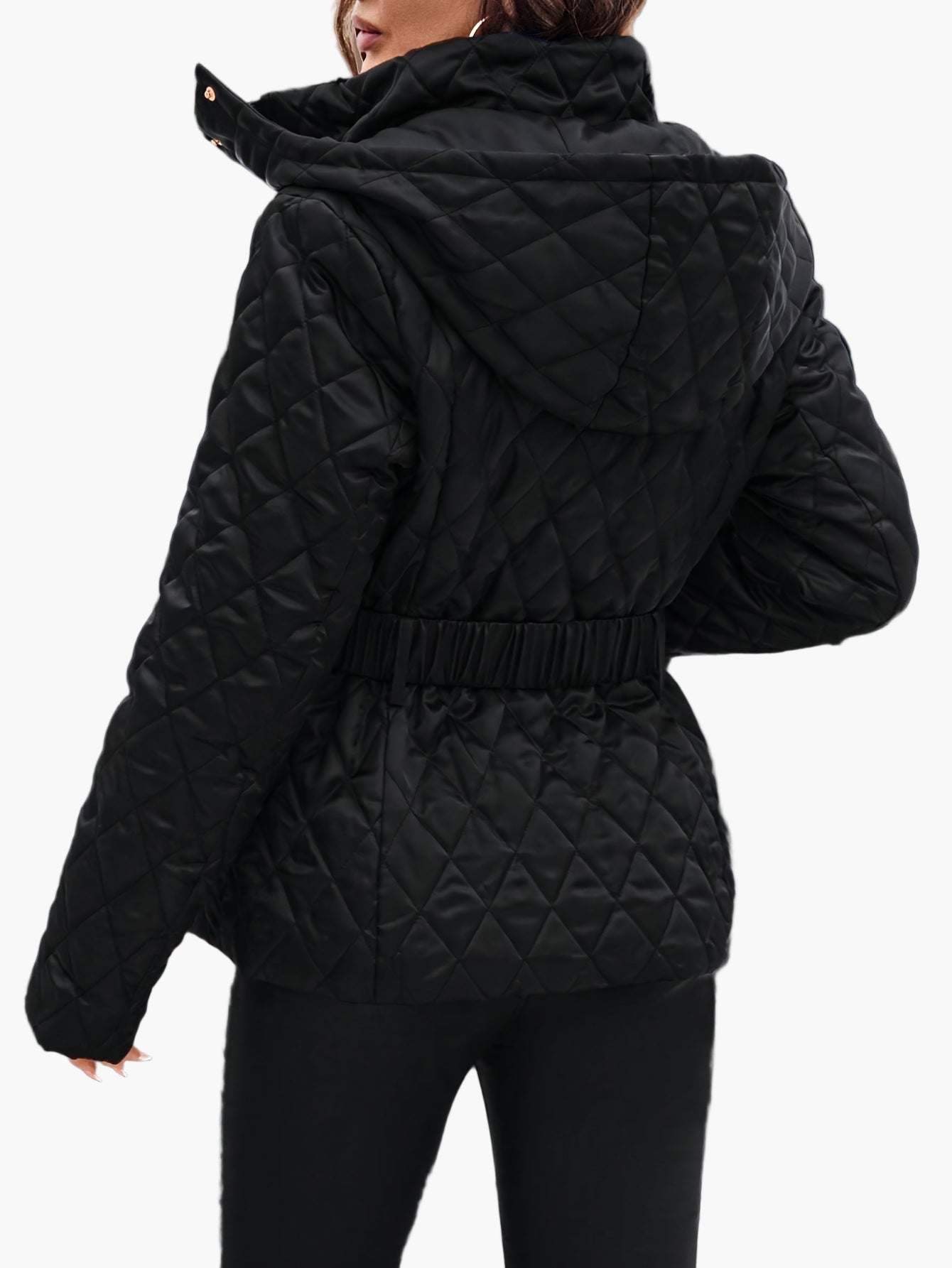 Damen Steppjacke mit Gürtel, Eleganter Wintermantel, Alltag & Freizeit
