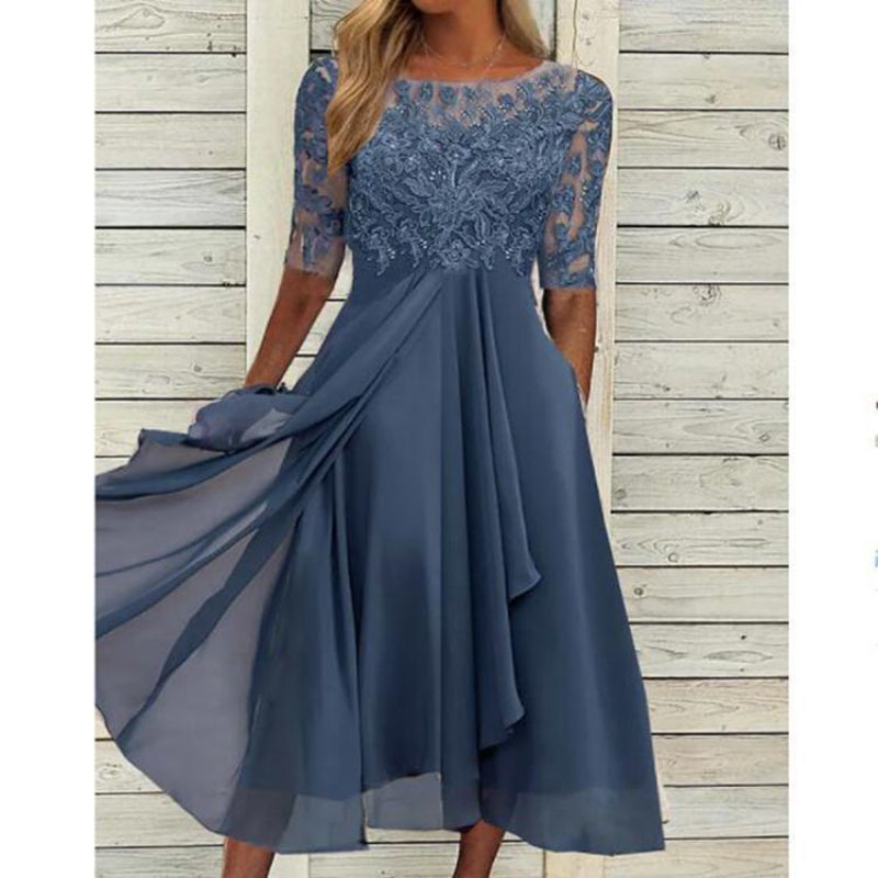 Elegantes Damen Abendkleid mit floraler Spitze