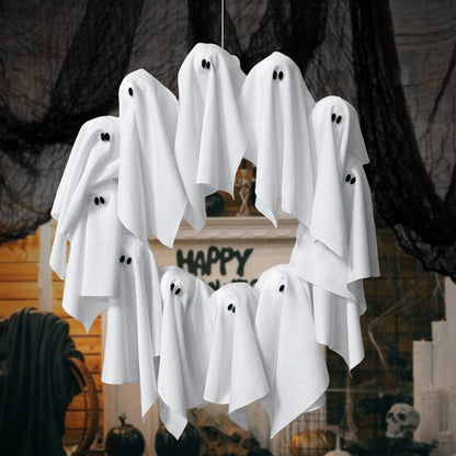 Halloween Geisterkranz – Leuchtende Deko für Tür, Wand & Party