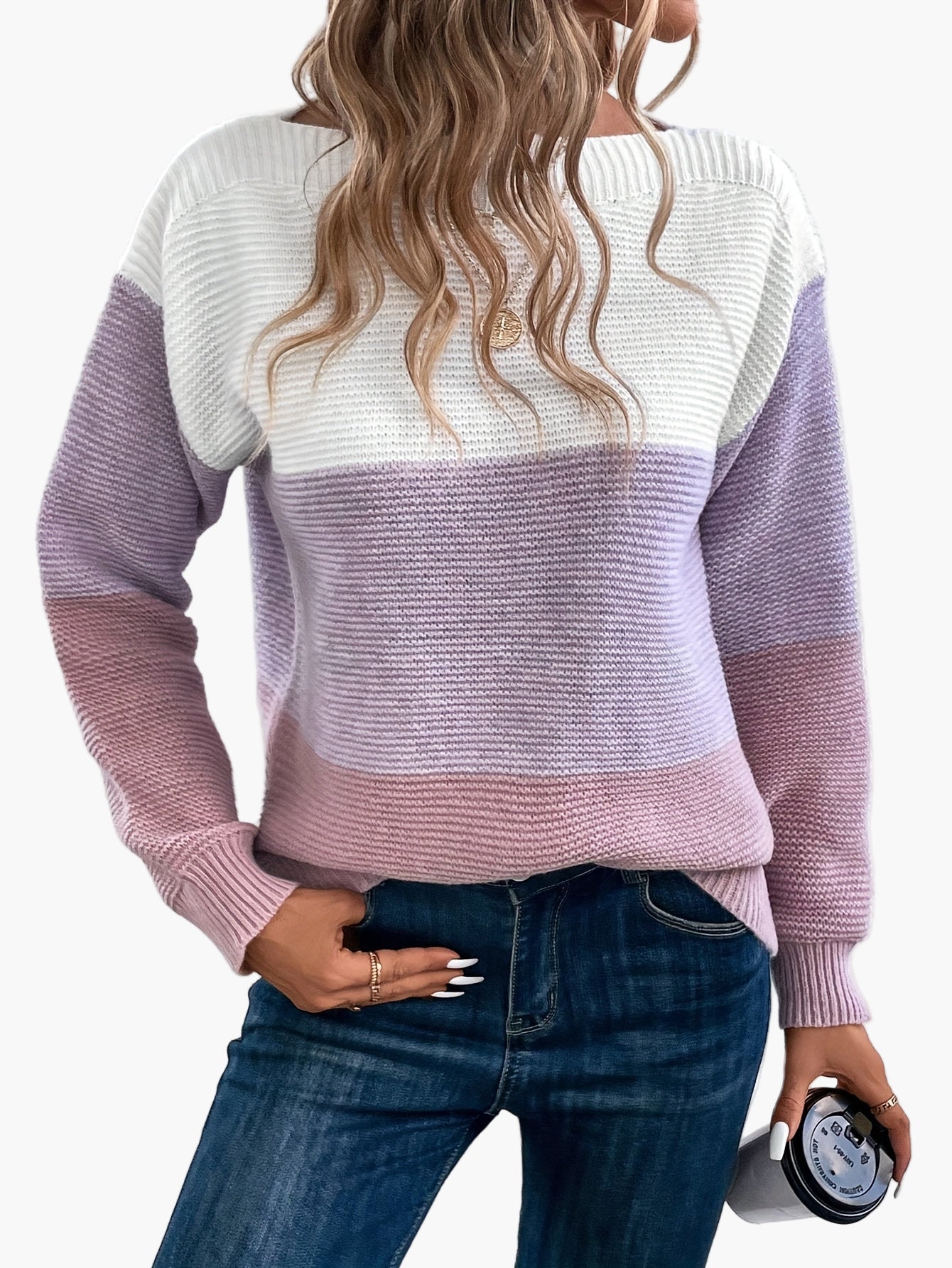 Damen Strickpullover im Colorblock-Design – Eleganter Freizeitpullover für Herbst und Winter
