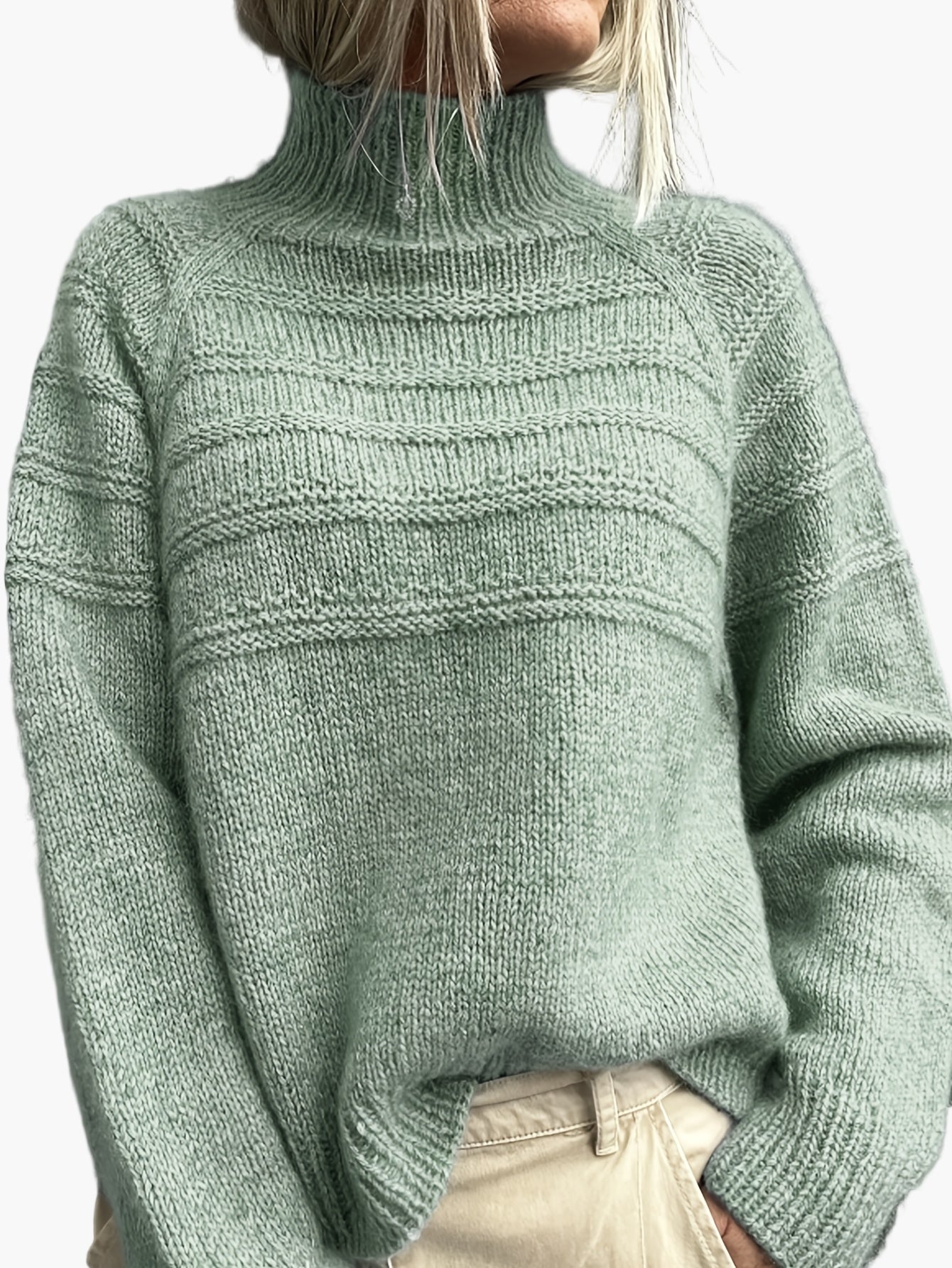 Damen Strickpullover mit hohem Kragen – Eleganter Winter- und Herbstpullover