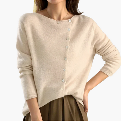 Damen Strickjacke mit seitlicher Knopfleiste – Eleganter Alltags-Cardigan