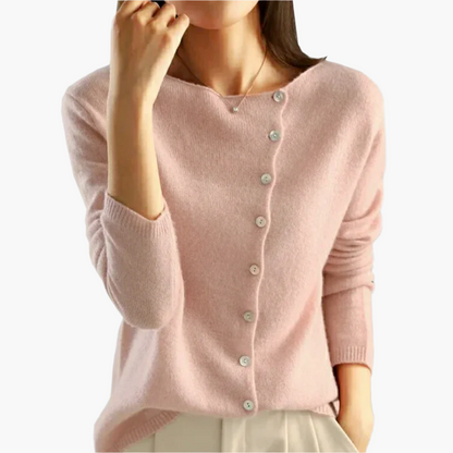 Damen Strickjacke mit seitlicher Knopfleiste – Eleganter Alltags-Cardigan