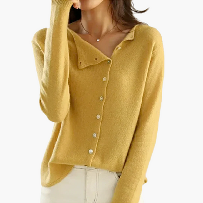 Damen Strickjacke mit seitlicher Knopfleiste – Eleganter Alltags-Cardigan
