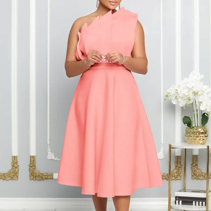Damen Cocktailkleid mit asymmetrischem Ausschnitt für festliche Anlässe