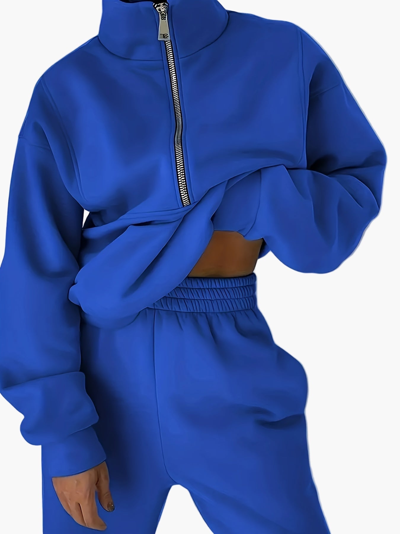 Damen Freizeit Zip Sweatshirt mit Stehkragen – Lässiger Herbst/Winter Pullover