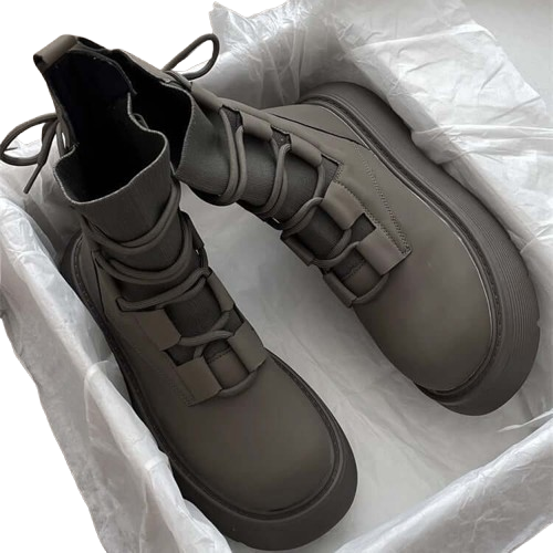 Damen Plateau-Sneaker mit Frontschnürung – Modische High-Top Freizeitschuhe für Alltag & Streetstyle