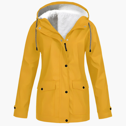 Damen Fleece Gefütterte Regenjacke für Winter Outdoor & Alltag, Winddicht Wasserdicht