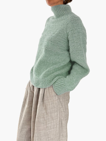 Damen Strickpullover mit hohem Kragen – Eleganter Winter- und Herbstpullover