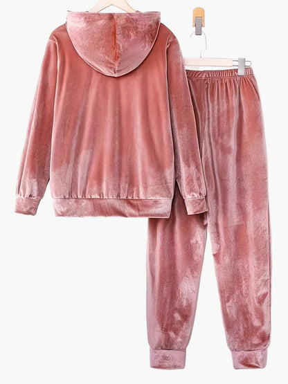 Damen Freizeit Hausanzug mit Kapuze – Bequemer Lounge- und Jogginganzug für Herbst und Winter