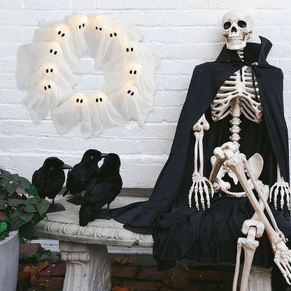 Halloween Geisterkranz – Leuchtende Deko für Tür, Wand & Party