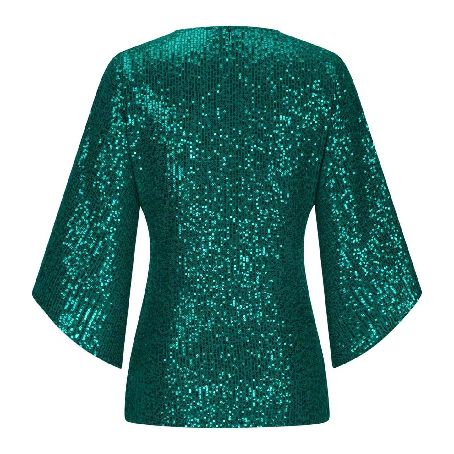 Alice – Pailletten T-Shirt für Damen, Kurzarm, mittellang