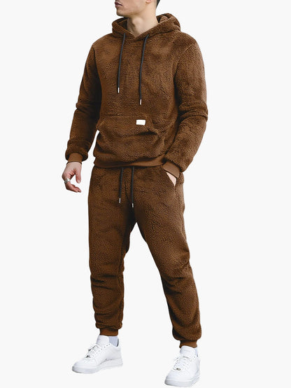 Herren Fleece Kapuzenpullover & Jogginghose Set – Bequemes Freizeit-Outfit für Herbst und Winter