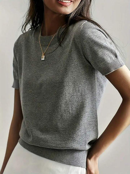 Jean – Schlichter Rundhals Pullover in Solide Farbe
