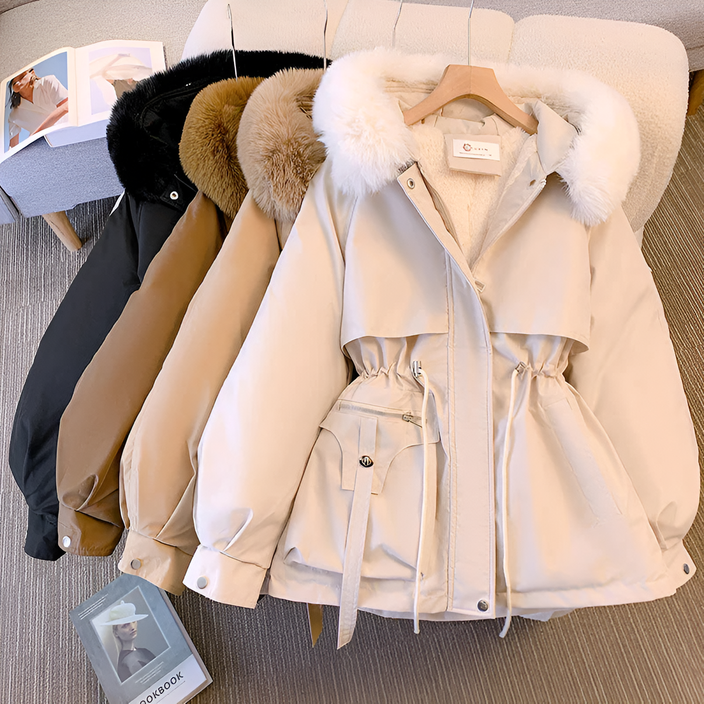 Damen Winterparka mit Kapuze und Fleece-Futter – Eleganter Outdoormantel für kalte Tage