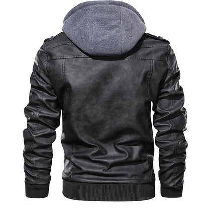 Herren Veganlederjacke mit abnehmbarer Kapuze – Urban Style & Vielseitigkeit