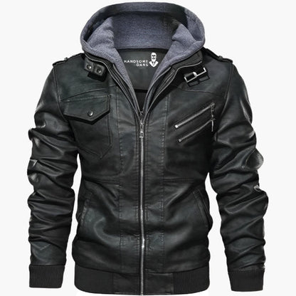 Herren Veganlederjacke mit abnehmbarer Kapuze – Urban Style & Vielseitigkeit