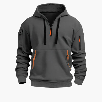 Herren Utility-Hoodie mit Half-Zip – Kapuzenpullover mit Reißverschlusstaschen für Sport & Alltag