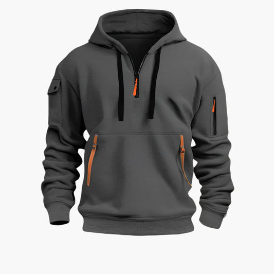 Herren Utility-Hoodie mit Half-Zip – Kapuzenpullover mit Reißverschlusstaschen für Sport & Alltag