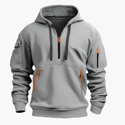 Herren Utility-Hoodie mit Half-Zip – Kapuzenpullover mit Reißverschlusstaschen für Sport & Alltag