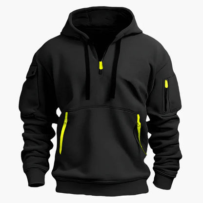 Herren Utility-Hoodie mit Half-Zip – Kapuzenpullover mit Reißverschlusstaschen für Sport & Alltag