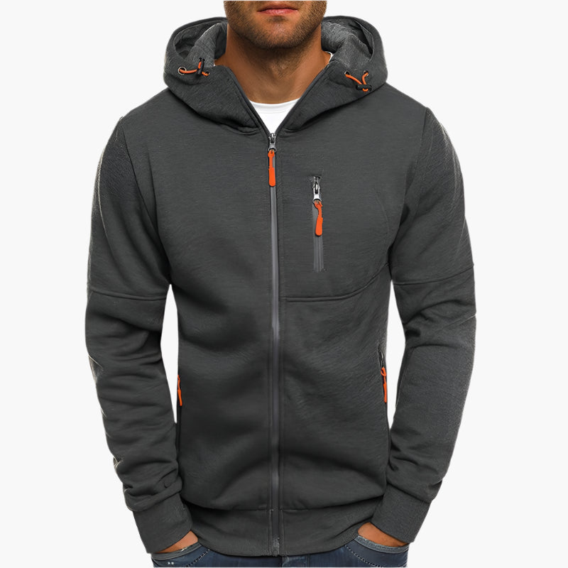 Herren Kapuzenjacke Sportlich Freizeit Hoodie mit Reißverschluss und Taschen