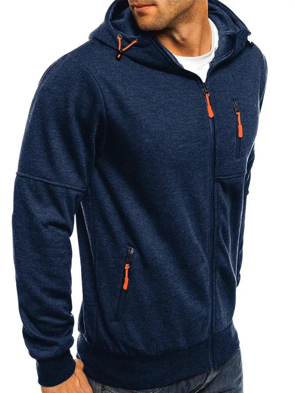 Herren Kapuzenjacke Sportlich Freizeit Hoodie mit Reißverschluss und Taschen