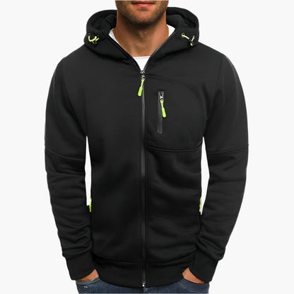Herren Kapuzenjacke Sportlich Freizeit Hoodie mit Reißverschluss und Taschen
