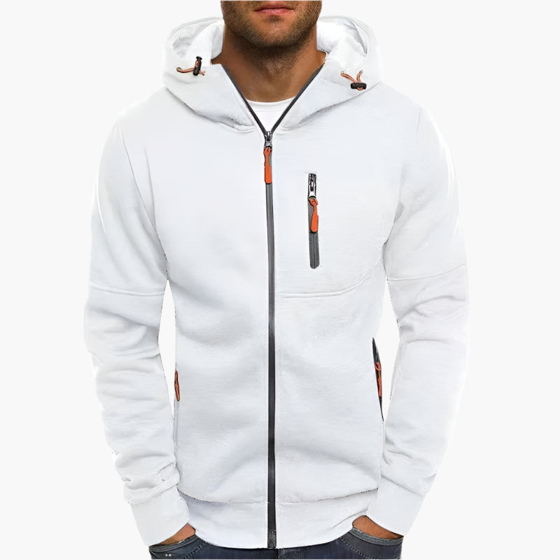 Herren Kapuzenjacke Sportlich Freizeit Hoodie mit Reißverschluss und Taschen