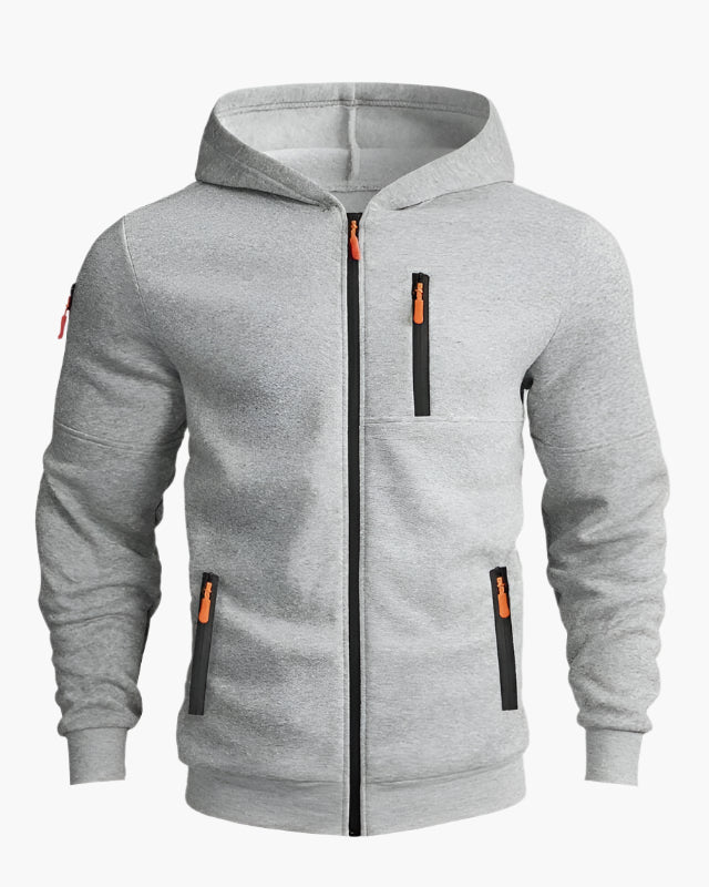 Herren Kapuzenjacke Sportlich Freizeit Hoodie mit Reißverschluss und Taschen