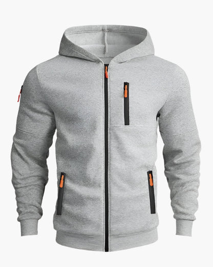 Herren Kapuzenjacke Sportlich Freizeit Hoodie mit Reißverschluss und Taschen