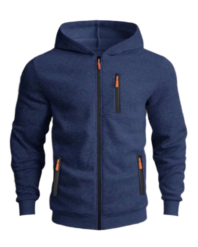 Herren Kapuzenjacke Sportlich Freizeit Hoodie mit Reißverschluss und Taschen