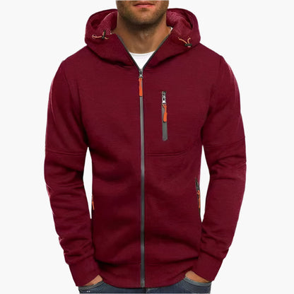Herren Kapuzenjacke Sportlich Freizeit Hoodie mit Reißverschluss und Taschen